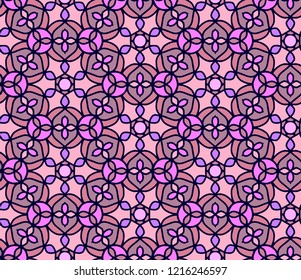Seamless pattern with ethnic ornament in pink and violet colors.
A hand drawn seamless vector pattern with flowers, berries and leafs.
