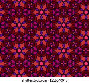 Seamless pattern with ethnic ornament in red colors.
A monochrome hand drawn seamless vector pattern with flowers, berries and leafs.