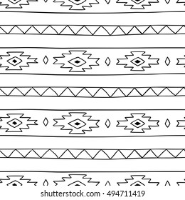 Seamless pattern. Ethnic ornament. Simple decorative drawn. Vector illustration