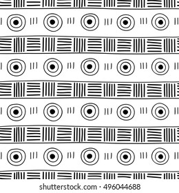 Seamless pattern. Ethnic ornament. Simple decorative drawn. Vector illustration