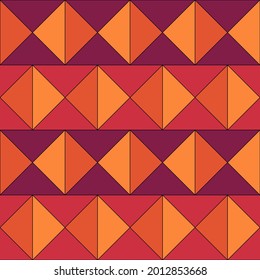 Seamless pattern. Ethnic ornament. Triangles background. Tribal wallpaper. Ethnical image. Triangle shapes motif. Ancient mosaic. Digital paper. Folk web design. Textile print backdrop. Vector art