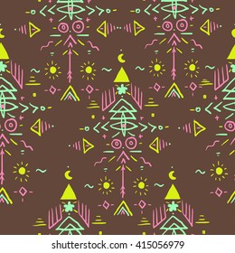 seamless pattern ethnic ornament. Tribal vector seamless pattern. Hand drawn abstract background. 