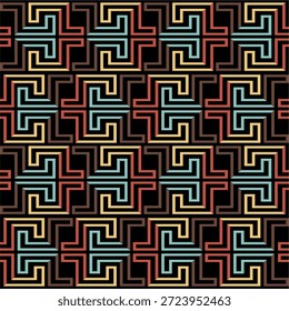 Patrón sin fisuras con adorno étnico. Ilustración vectorial. Patrón sin fisuras de Vector. Textura moderna y elegante. Repitiendo azulejos de patrón geométrico con cuadrados escalonados. eps10