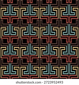 Patrón sin fisuras con adorno étnico. Ilustración vectorial. Patrón sin fisuras de Vector. Textura moderna y elegante. Repitiendo azulejos de patrón geométrico con cuadrados escalonados. eps10