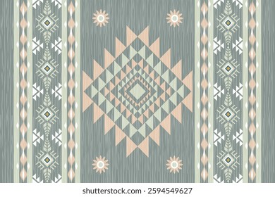 seamless pattern. Ethnic South Western decor style. Ikat Boho geometric ornament. Vector seamless pattern. Mexican blanket, rug. Woven carpet