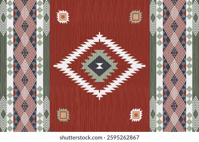 seamless pattern. Ethnic South Western decor style. Ikat Boho geometric ornament. Vector seamless pattern. Mexican blanket, rug. Woven carpet