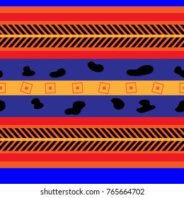 Seamless pattern in ethnic style. Bright geometric shapes.