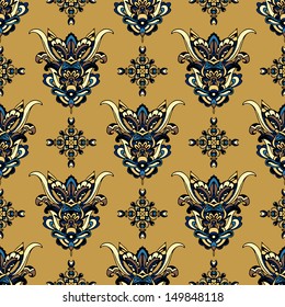 Seamless Pattern in Ethnic Style for Fabric and wallpaper