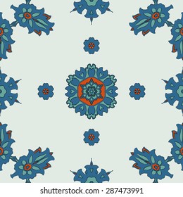 Seamless pattern in ethnic style. Floral Arabian ornament. Traditional ottoman art. Vector illustration.