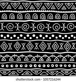 Seamless pattern in ethnic style. Ornamental element African theme. Set of vintage decorative tribal border. Traditional Maori decoration background with national elements form.