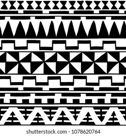 Seamless pattern in ethnic style. Ornamental element African theme. Set of vintage decorative tribal border. Traditional Maori decoration background with national elements form.
