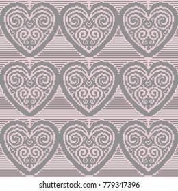 Seamless pattern in ethnic style. Pixel art.