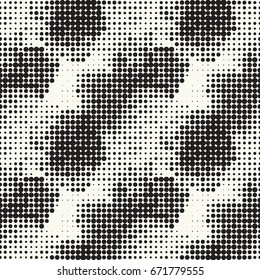 Seamless pattern ethnic style. Stylized animal skin imitation. Halftone textile print. Tribal fashion background. Black and white design