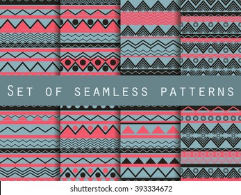 Seamless pattern in ethnic style. Tribal  texture. Hippie design. For wallpaper, bed linen, tiles, fabrics, backgrounds. Vector illustration.