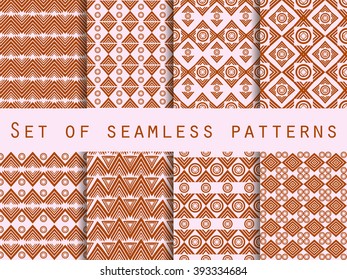 Seamless pattern in ethnic style. Tribal  texture. Hippie design. For wallpaper, bed linen, tiles, fabrics, backgrounds. Vector illustration.