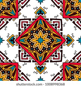 Seamless pattern ethnic style. Vintage decorative texture. Indian, arabic motive.