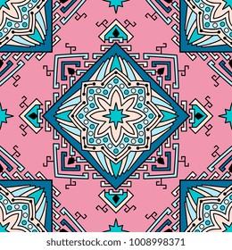 Seamless pattern ethnic style. Vintage decorative texture. Indian, arabic motive.