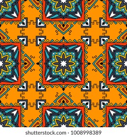 Seamless pattern ethnic style. Vintage decorative texture. Indian, arabic motive.