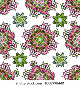 Seamless pattern ethnic style. Vintage decorative texture. Indian, arabic motive.