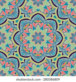 Seamless pattern ethnic style. Vintage decorative texture. Indian, arabic motive.