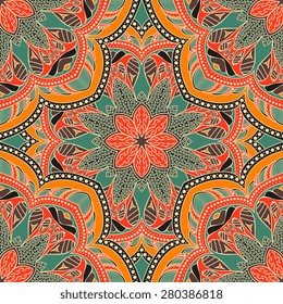 Seamless pattern ethnic style. Vintage decorative texture. Indian, arabic motive.