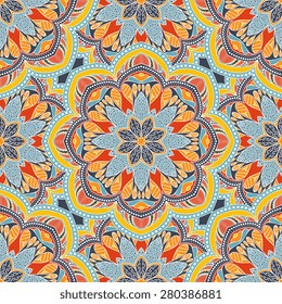 Seamless pattern ethnic style. Vintage decorative texture. Indian, arabic motive.