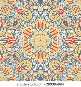 Seamless pattern ethnic style. Vintage decorative texture. Indian, arabic motive.