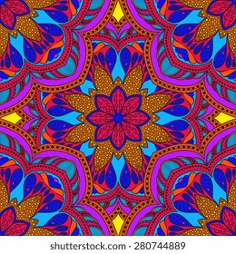 Seamless pattern ethnic style. Vintage decorative texture. Indian, arabic motive. 