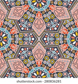 Seamless pattern ethnic style. Vintage decorative texture. Indian, arabic motive.