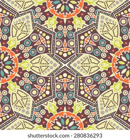 Seamless pattern ethnic style. Vintage decorative texture. Indian, arabic motive.