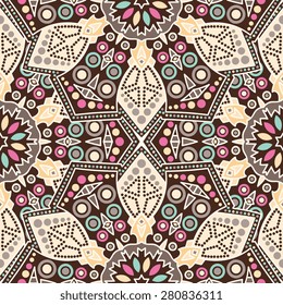 Seamless pattern ethnic style. Vintage decorative texture. Indian, arabic motive.