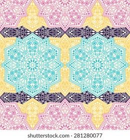 Seamless pattern ethnic style. Vintage decorative texture. Indian, arabic motive.
