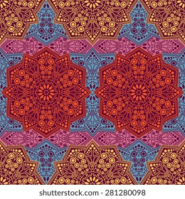 Seamless pattern ethnic style. Vintage decorative texture. Indian, arabic motive.