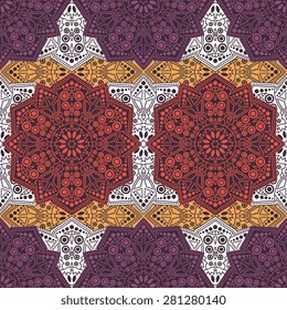 Seamless pattern ethnic style. Vintage decorative texture. Indian, arabic motive.