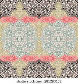 Seamless pattern ethnic style. Vintage decorative texture. Indian, arabic motive.