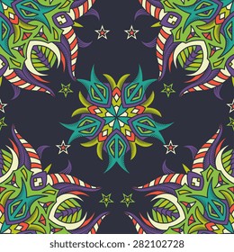 Seamless pattern ethnic style. Vintage decorative texture. Indian, arabic motive.