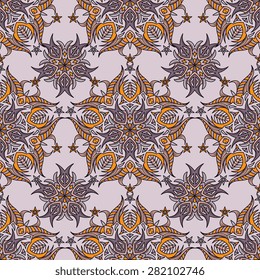 Seamless pattern ethnic style. Vintage decorative texture. Indian, arabic motive.