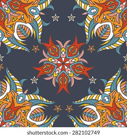 Seamless pattern ethnic style. Vintage decorative texture. Indian, arabic motive.