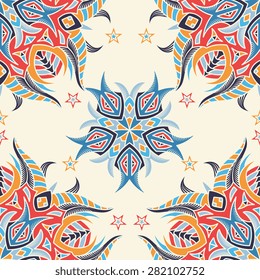 Seamless pattern ethnic style. Vintage decorative texture. Indian, arabic motive.