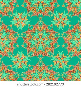 Seamless pattern ethnic style. Vintage decorative texture. Indian, arabic motive.