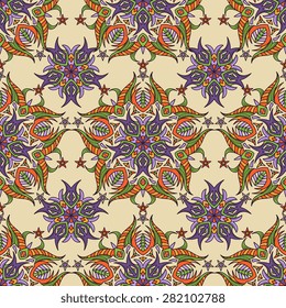Seamless pattern ethnic style. Vintage decorative texture. Indian, arabic motive.