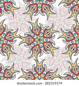 Seamless pattern ethnic style. Vintage decorative texture. Indian, arabic motive.