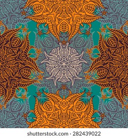 Seamless pattern ethnic style. Vintage decorative texture. Indian, arabic motive.