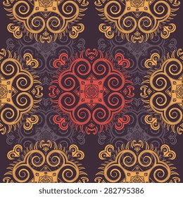 Seamless pattern ethnic style. Vintage decorative texture. Indian, arabic motive.