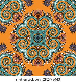 Seamless pattern ethnic style. Vintage decorative texture. Indian, arabic motive.