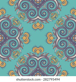 Seamless pattern ethnic style. Vintage decorative texture. Indian, arabic motive.