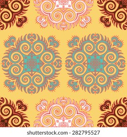 Seamless pattern ethnic style. Vintage decorative texture. Indian, arabic motive.