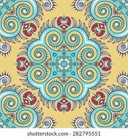 Seamless pattern ethnic style. Vintage decorative texture. Indian, arabic motive.