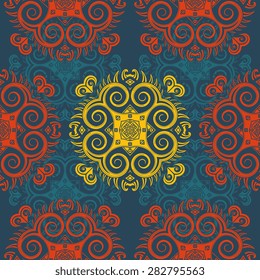 Seamless pattern ethnic style. Vintage decorative texture. Indian, arabic motive.