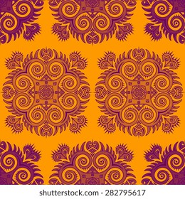 Seamless pattern ethnic style. Vintage decorative texture. Indian, arabic motive.